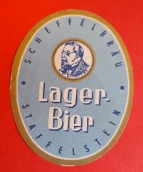 Scheffel, Viktor  Bieretikett Scheffelbru Staffelstein. Lagerbier mit dem Bildnis des Dichters 