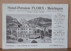   Werbekarte "Hotel-Pension Flora, Meiringen" (Anm.: Meiringen im Berner Oberland, Schweiz) 