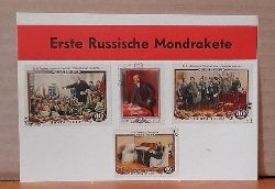   Karte / Postkarte "Erste russische Mondrakete" (mit 40 verschiedenen 40 Kopeken-Briefmarken 1924-1954) 