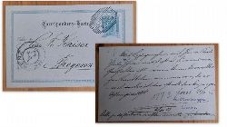   Postkarte / Firmenpost mit Firmenstempel Fr. Moosbrugger Schruns (adressiert an Fr.. Kaiser Bregenz als Ganzsache 5 Heller 1903 mit 2 Stempeln Bregenz und Schruns) 
