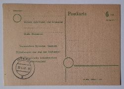   Postkarte / 6 Rpf (Gebhr) bezahlt; Stempel Itzehoe v. 10.4.1946 