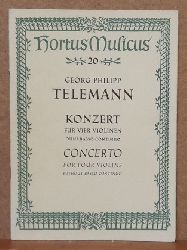 Telemann, Georg Philipp  Konzert fr vier Violinen ohne Basso continuo / Concerto for four Violins without Basso continua (Hg. Hans Engel) 