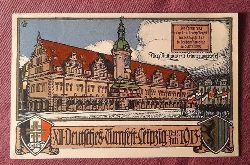   Ansichtskarte AK Leipzig. XII. Deutsches Turnfest 12.-15. Juli 1913 (Farblitho Altes Rathaus mit Erinnerungstafel) 
