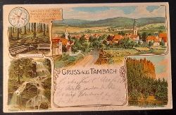   Ansichtskarte AK Gruss aus Tambach (Thringen) (Farblitho. Lutherbrunnen, Spitter Fall, Falkenstein, Ortsansicht, Prgekarte) 
