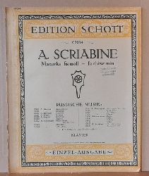 Scriabine, A.  Mazurka fis moll - fa diese min. (Piano-Klavier. Einzel-Ausgabe) 