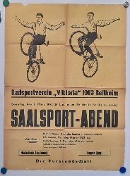 Viktoria Bellheim  Original-Plakat Radsportverein Viktoria Bellheim 1903 Festhalle Bellheim groer Saalsport-Abend 1. Mrz 1953 