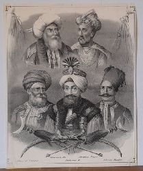 anonym  Lithographie (Commanders during the Greek War of Independence) (Khosref Pascha. Mehemet Ali. Mahmud II. Ibrahim Pasha. Soliman Pascha) 