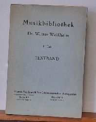 Breslauer, Martin; Leo Liepmannssohn und Antiquariat  Versteigerung der Musikbibliothek des Herrn Dr. Werner Wolffheim. 3. Juni - 8. Juni 1929 im Hotel Kaiserhof, Berlin. Teil 2. Tafelband 