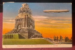   Ansichtskarte AK Leipzig. Zeppelin umkreist das Vlkerschlachtdenkmal zu Leipzig (2 Stempel Vlkerschlachtdenkmal) 