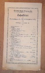 Goetheschule  Programm Schulfeier der Goetheschule Karlsruhe zur Erinnerung an die Vlkerschlacht bei Leipzig, Samstag den 18. Oktober 1913 (Tetxe/Vortrge: Groos, Fontane, Goltermann, Steinhart, Frida Schanz, Schenkendorf, Lissauer, Rubinstein, Mller v. Knigswinter, Schenkendorf...) 