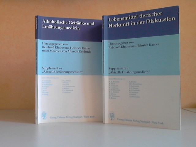 Kluthe, Reinhold, Heinrich Kasper und Albrecht Gebhardt;  Alkoholische Getränke und Ernährungsmedizin + Lebensmittel tierischer Herkunft in der Diskussion 2 Bücher - Supplement zu " Aktuelle Ernährungsmedizin" 