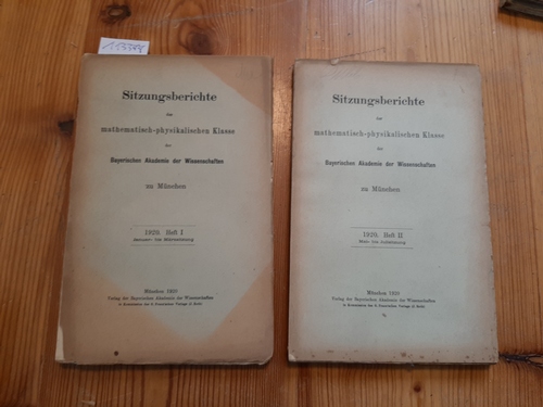 Diverse  Sitzungsberichte Der Mathematisch-Physikalischen Klasse Der Bayerischen Akademie Der Wissenschaften: Jahrgang 1920. Heft 1, 2 und 3 (3 BÜCHER) 