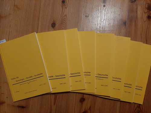 Andreas Sauer (Schriftleiter)  Archiv für Genealogie, Heraldik,  Geschichte. Konvolut von 8 Heften. 1. Jahrgang, Heft 1, 5 und 6. 2. Jahrgang, Heft 2, 3 und 4. 3. Jahrgang, Heft 7 und 8. (8 HEFTE) 