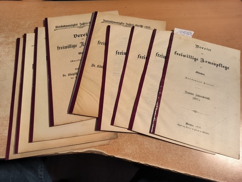 Verein für freiwillige Armenpflege in München (Hrsg.)  Jahres-Bericht. Konvolut. 1877, 1878, 1881, 1882, 1890, 1891, 1892, 1897, 1898 und 1899 (10 HEFTE) 
