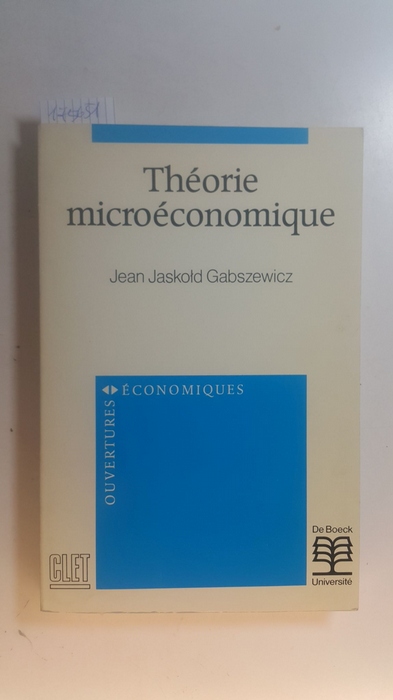 Gabszewicz, Jean Jaskold  Théorie microéconomique (Droit Economie) 