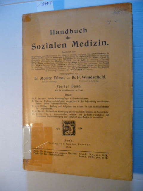 Jessen, F.  Soziale Krankenpflege in Krankenhäusern (=Handbuch der Sozialen Medizin, (Hrsg. M. Fürst und F. Windscheid, Band 4) 