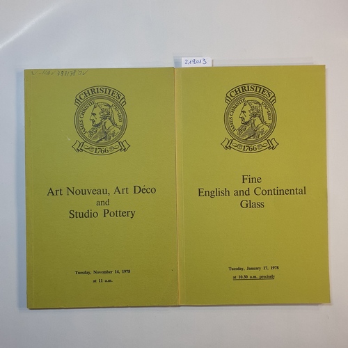   Christies (2 BÜCHER): Fine English and Continental Glass + Art Nouveau, Art deco & Studio Pottery 