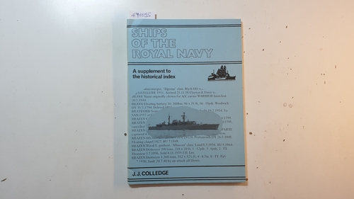 Colledge, JJ  Ships of the Royal Navy - A supplement to the historical index 
