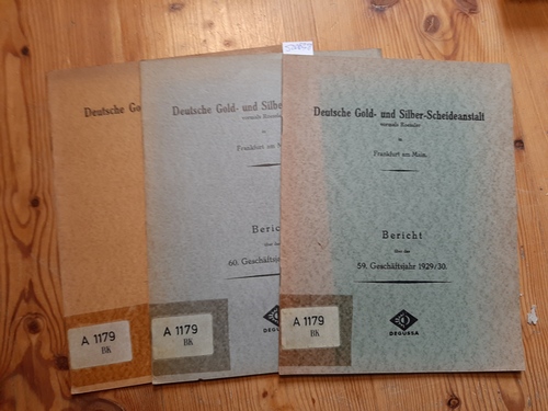 Diverse  Deutsche Gold- und Silber-Scheideanstalt vormals Roessler. Degussa. Bericht über das 59. Geschäftsjahr 1929/30 + 1930/31 + 1931/32 (3 HEFTE) 