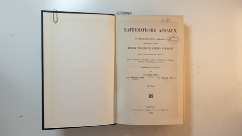 Dyck, Walther ; Mayer, Adolph [Hrsg.]  Mathematische Annalen. Band 40 