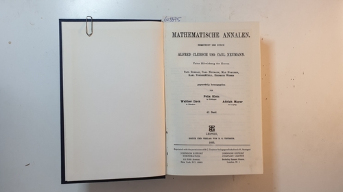 Dyck, Walther ; Mayer, Adolph [Hrsg.]  Mathematische Annalen. Band 42 