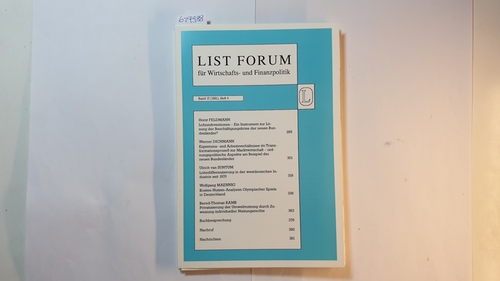 Feldmann, Horst  List Forum, Band 17 (1991), Heft 4 : Lohnsubventionen 