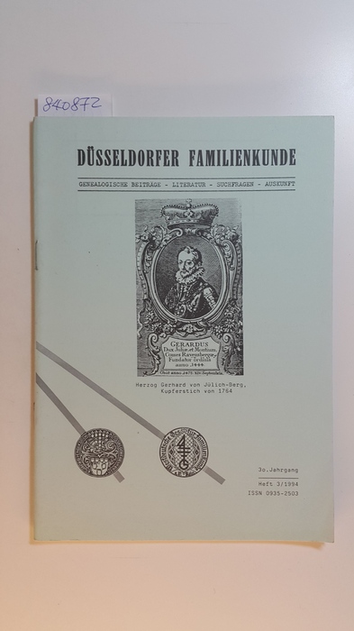 Diverse  Düsseldorfer Familienkunde 30. Jahrgang, Heft 3/ 1994 