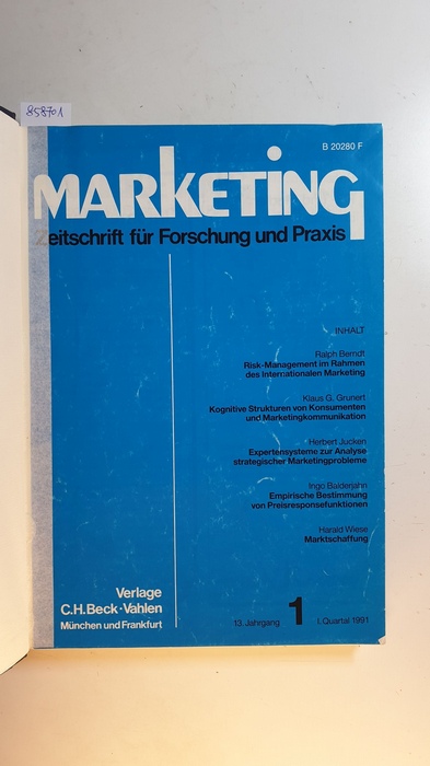 Diverse  Marketing, Zeitschrift für Forschung und Praxis. 13 Jahrgang 1991 Komplett 