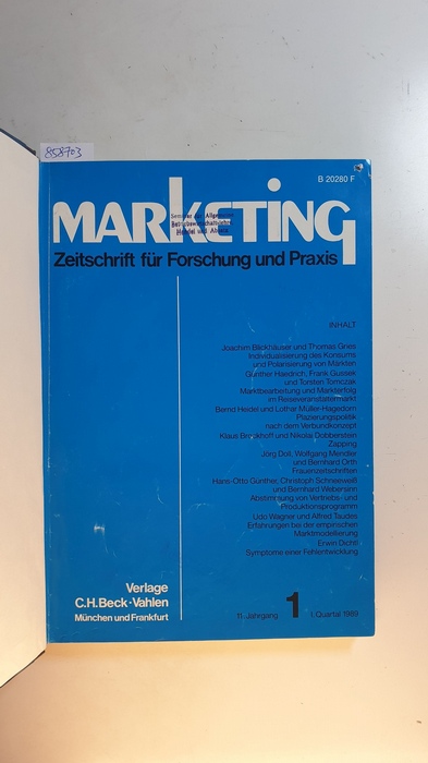 Diverse  Marketing, Zeitschrift für Forschung und Praxis. 11 Jahrgang 1989 Komplett 