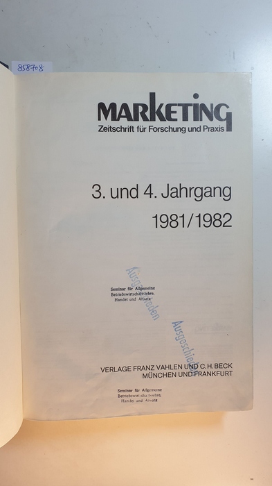 Diverse  Marketing, Zeitschrift für Forschung und Praxis. 3 und 4 Jahrgang 1981/1982 Komplett 