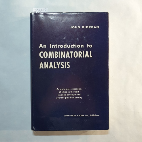 Riordan, John  Introduction to Combinatorial Analysis 