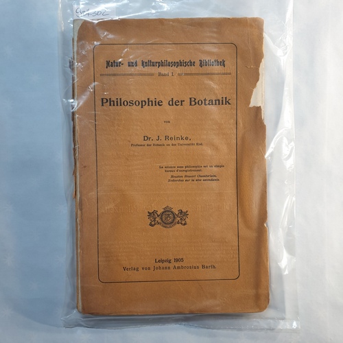 Reinke, Johannes  Philosophie der Botanik. 