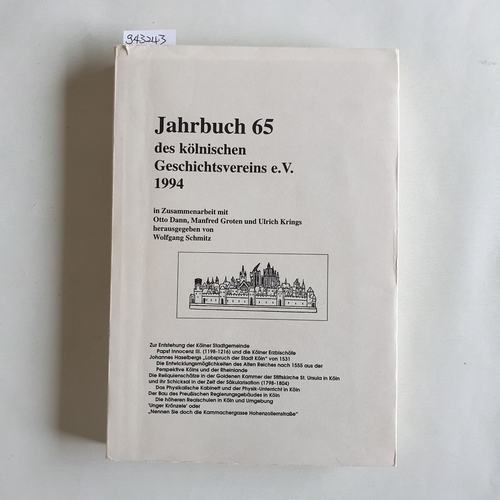 Schmitz, Wolfgang  Jahrbuch des Kölnischen Geschichtsvereins e. V. Band 65 - 1994 