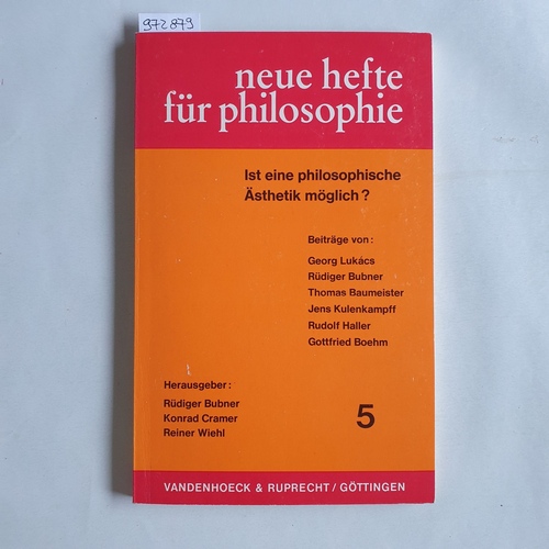 Bubner, Rüdiger ; Cramer, Konrad ; Wiehl, Reiner (Hrsg)  Ist eine philosophische Ästhetik möglich? 