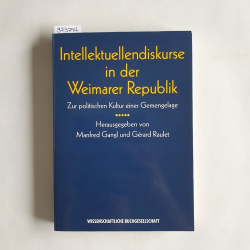 Gangl, Manfred; Raulet, Gérard  Intellektuellendiskurse in der Weimarer Republik - Zur politischen Kultur einer Gemengelage 