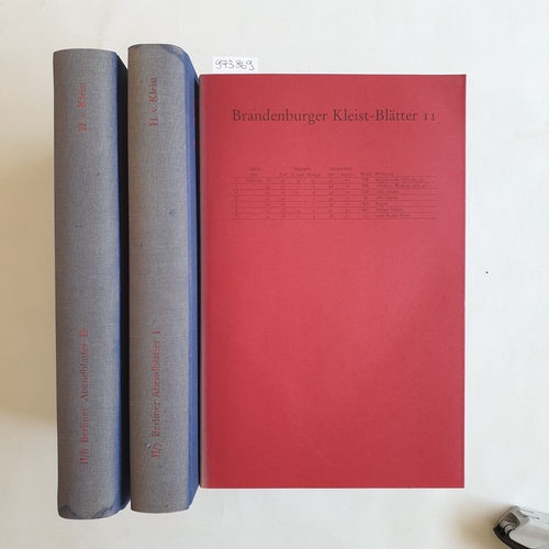 Kleist, Heinrich von  Sämtliche Werke: Brandenburger Kleist-Blätter / 11 (mit Bd. 2,7 und 2,8 des Gesamtw. und 1 CD-ROM); (3 BÜCHER) 