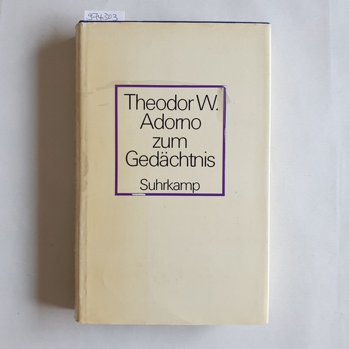 Schweppenhäuser, Hermann (Hrsg.)  Theodor W. Adorno zum Gedächtnis : Eine Sammlung 