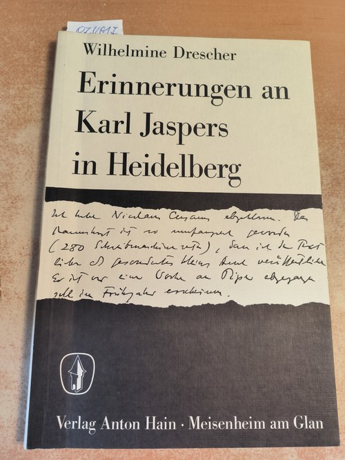 Drescher, Wilhelmine (Verfasser)  Erinnerungen an Karl Jaspers in Heidelberg 