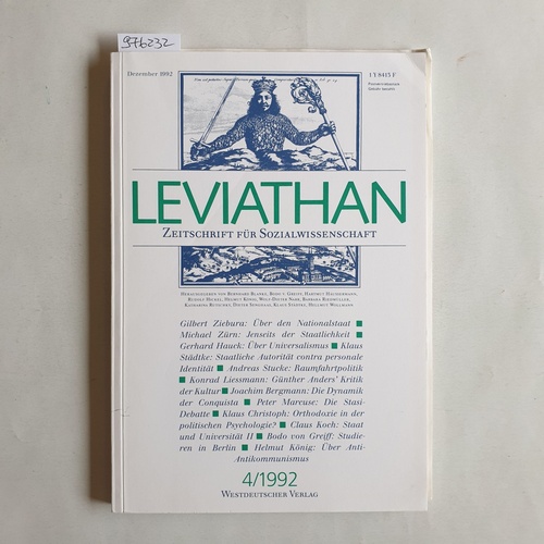 Freien Uni. Berlin (Hrsg.)  Leviathan - Zeitschrift für Sozialwissenschaft - 4/1992 