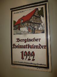 ANONYM  Bergischer Heimatkalender 1922 mit 12 Knstler-Steinzeichnungs-Postkarten. 