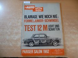 (Hrsg.) Pietsch, Paul  DAS AUTO, MOTOR UND SPORT. Heft 22/20. Oktober 1962 