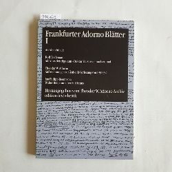 Theodor W Adorno  Frankfurter Adorno Bltter I (Band 1).  Redaktion: Rolf Tiedemann; Hrsg. vom Theodor W.Adorno Archiv; 