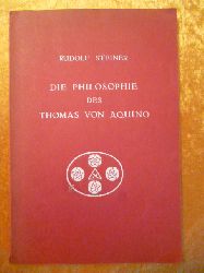 Steiner, Rudolf.  Die Philosophie das Thomas von Aquino. 3 Vortrge. Gehalten zu Pfingsten 1920 am Goetheanum in Dornach. Nach einem vom Vortragenden nicht durchgesehenen Nachschrift herausgegeben von Marie Steiner mit einem Nachwort und Textbertragungen aus dem Lateinischen von Roman Boos. 