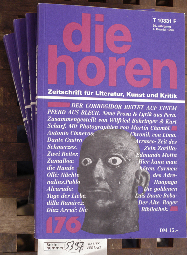 Tammen, Johann P. [Hrsg./Red.].  Die Horen. Zeitschrift für Literatur, Kunst und Kritik. 4 Hefte. #173 / 39.Jg.1.Q.1994;  #174 / 39.Jg.2.Q.1994;  #175 / 39.Jg.3.Q.1994;  #176 / 39.Jg.4.Q.1994; 