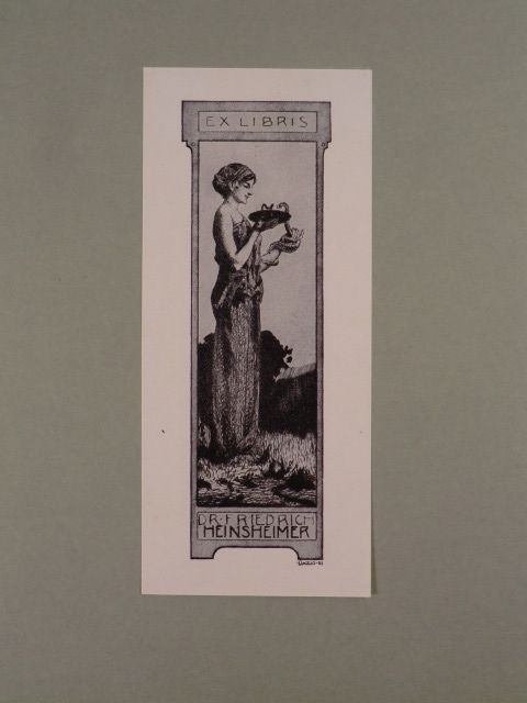 Dasio, Maximilian:  Exlibris für Dr. Friedrich Heinsheimer. Motiv: Frauengestalt mit Schlange 