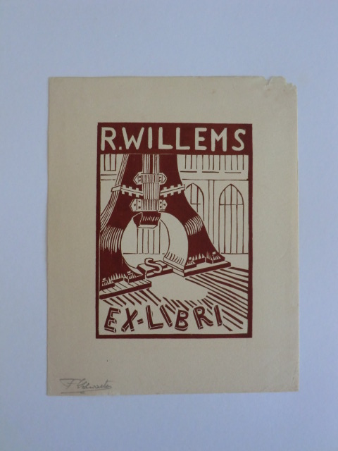 Schwartz, F.:  Exlibris für R. Willems. Motiv: Stanzmaschine 