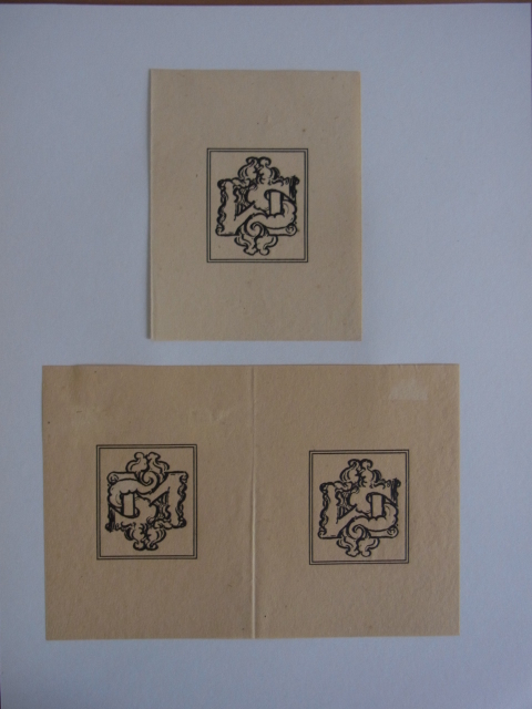 Unbekannter Künstler:  Exlibris SM. Eigner-Monogramm. Drei gleiche Blätter 