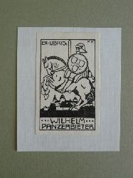 Klee, Fritz:  Exlibris fr Wilhelm Panzerbieter. Motiv: Ritter zu Pferd vor Burg 