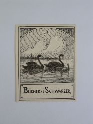 Reichardt, J. H. (Halle an der Saale):  Exlibris fr Bcherei Schwarzer. Motiv: Schwne 