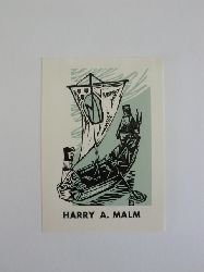 Tammsaar, Jaan:  Exlibris fr Harry A. Malm. Motiv: Boot mit drei Insassen 